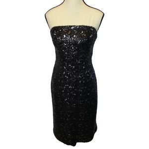 Banana Republic Black Sequin Strapless Sheath Dress Size 10 Cocktail Holiday NYE